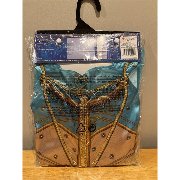 Jasmine Teal Classic Disney Aladdin Movie Fancy Dress Up Halloween Child Costume - Picture 4 of 4